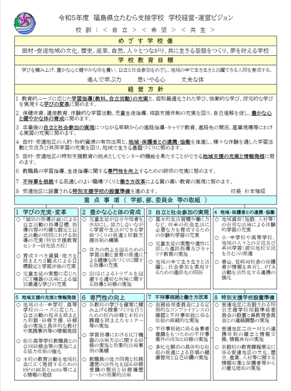 学校経営・運営ビジョン - 福島県立たむら支援学校